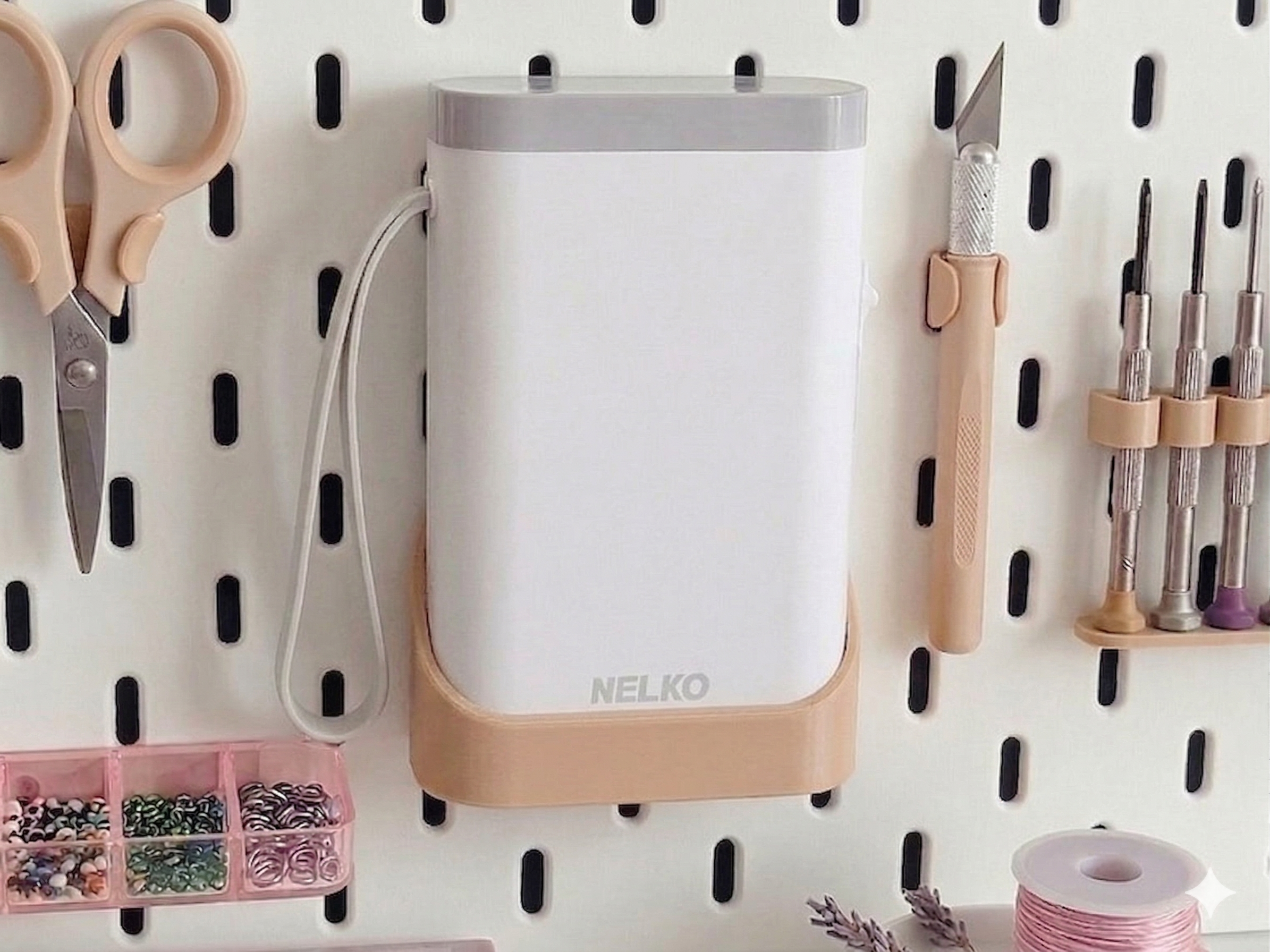 Nelko P21 IKEA SKADIS Label Printer Holder, Charging Stand, Wall Mount Bracket only - (TAN)